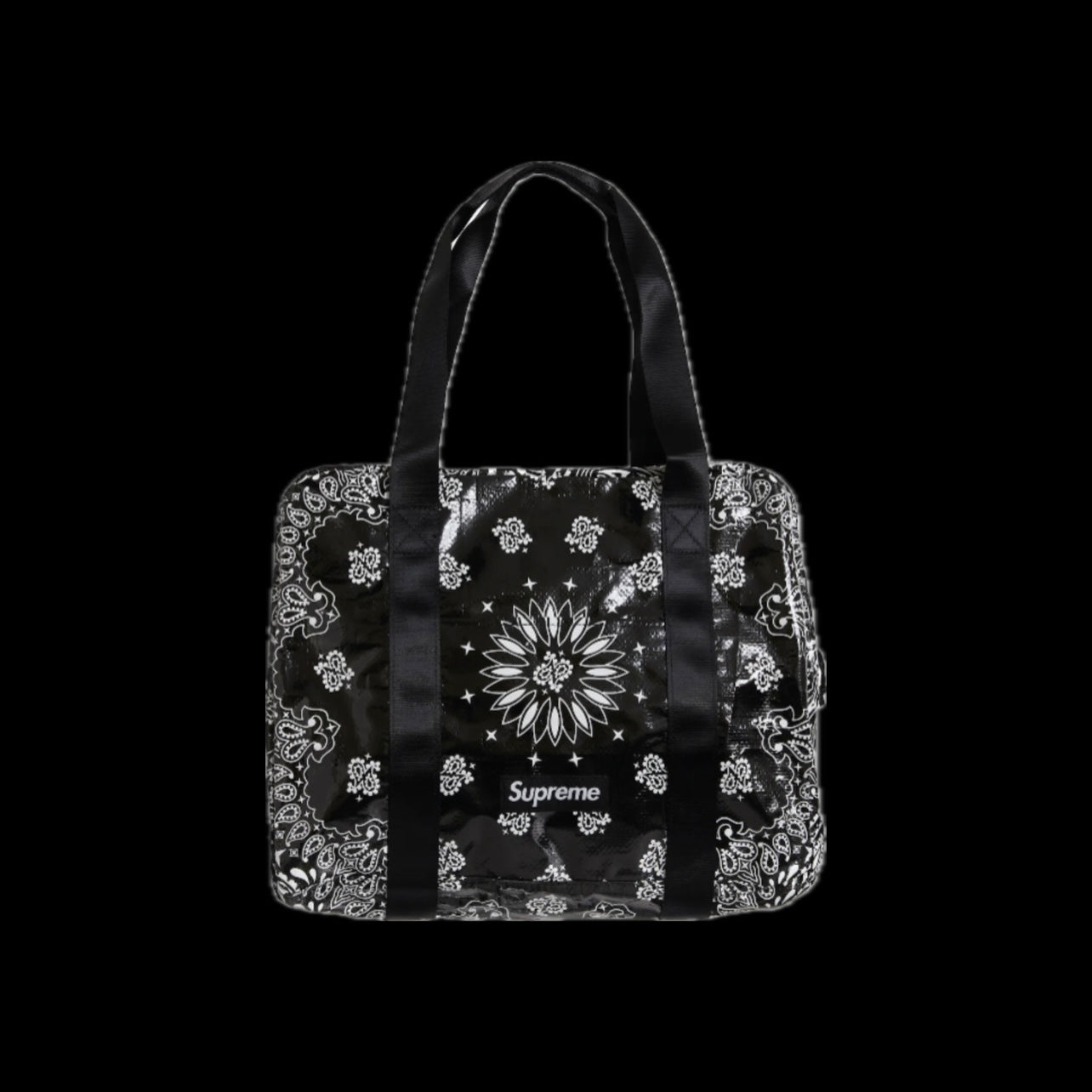 SUPREME BANDANA TARP DUFFLE BAG BLACK – ETRNL