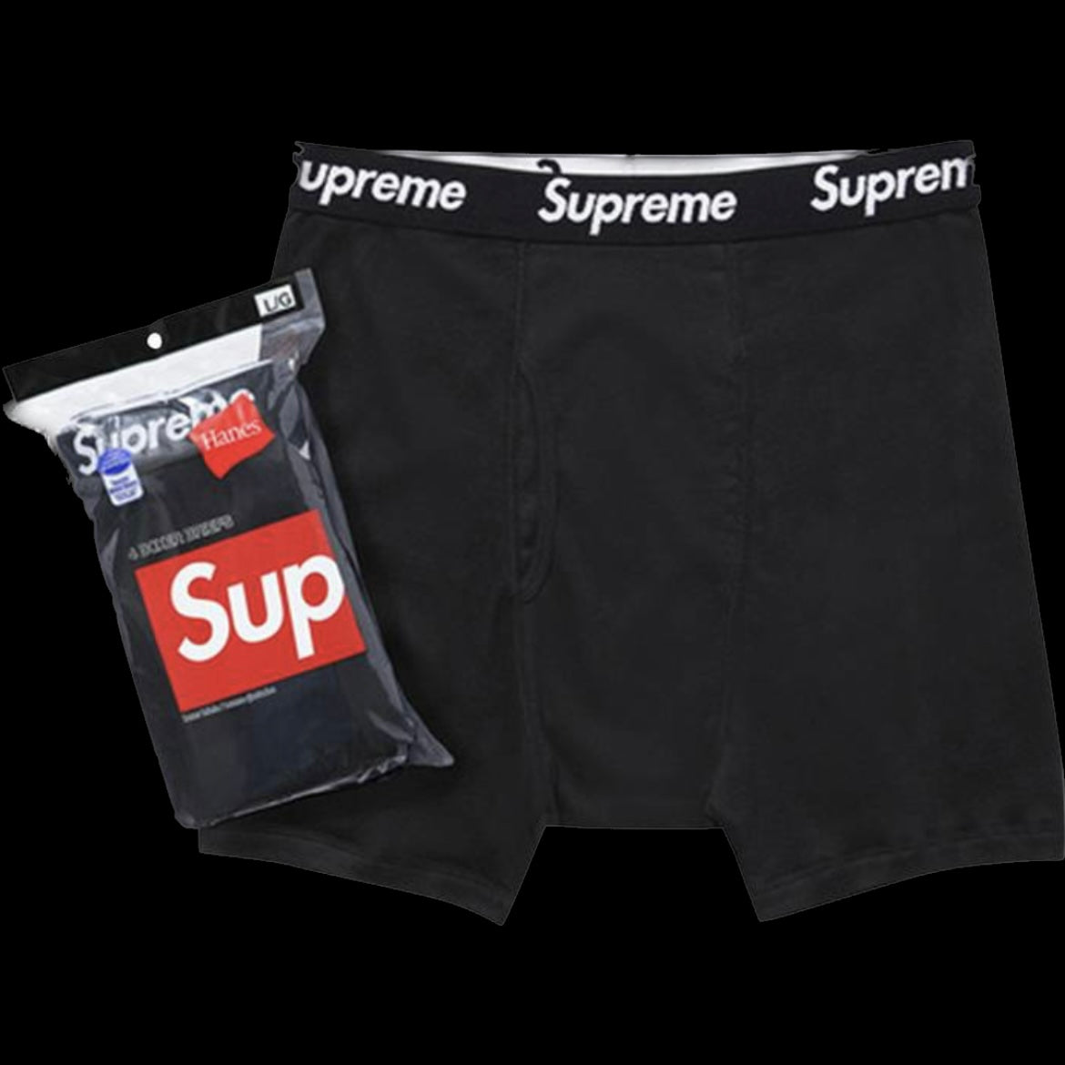 SUPREME HANES BOXER BRIEFS 4PK BLACK – ETRNL