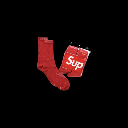 SUPREME HANES CREW SOCKS RED