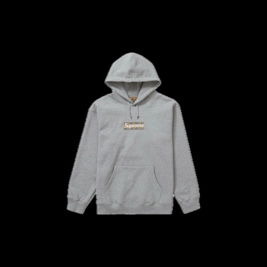 SUPREME BURBERRY BOX LOGO HOODED SWEATSHIRT HEATHER GREY SS22