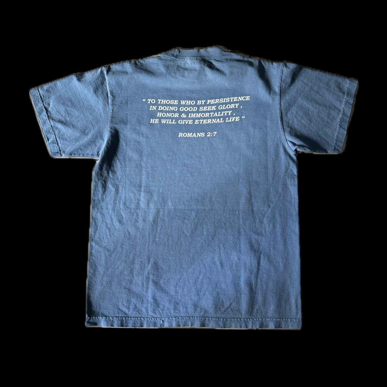 ETRNL ROMANS 2:7 JESUS TEE WASHED DENIM