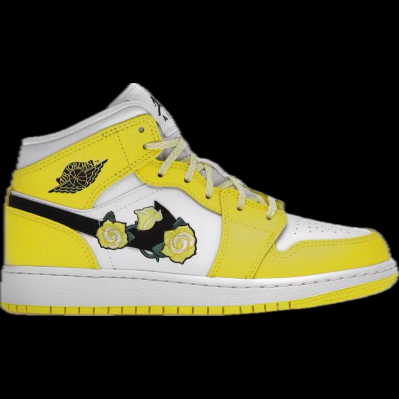 AIR JORDAN 1 MID DYNAMIC YELLOW FLORAL (GS)(PRE-OWNED, OG ALL)