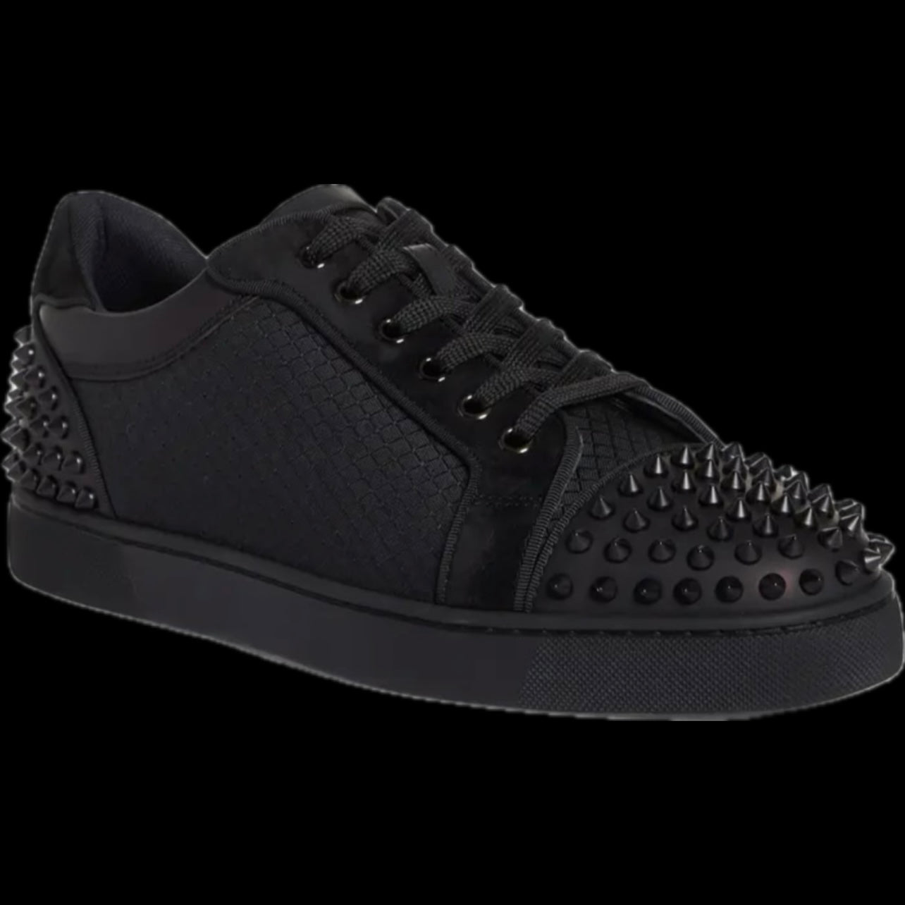 CHRISTIAN LOUBOUTIN BLACK STUDDED SNEAKER (PRE-OWNED, OG ALL)