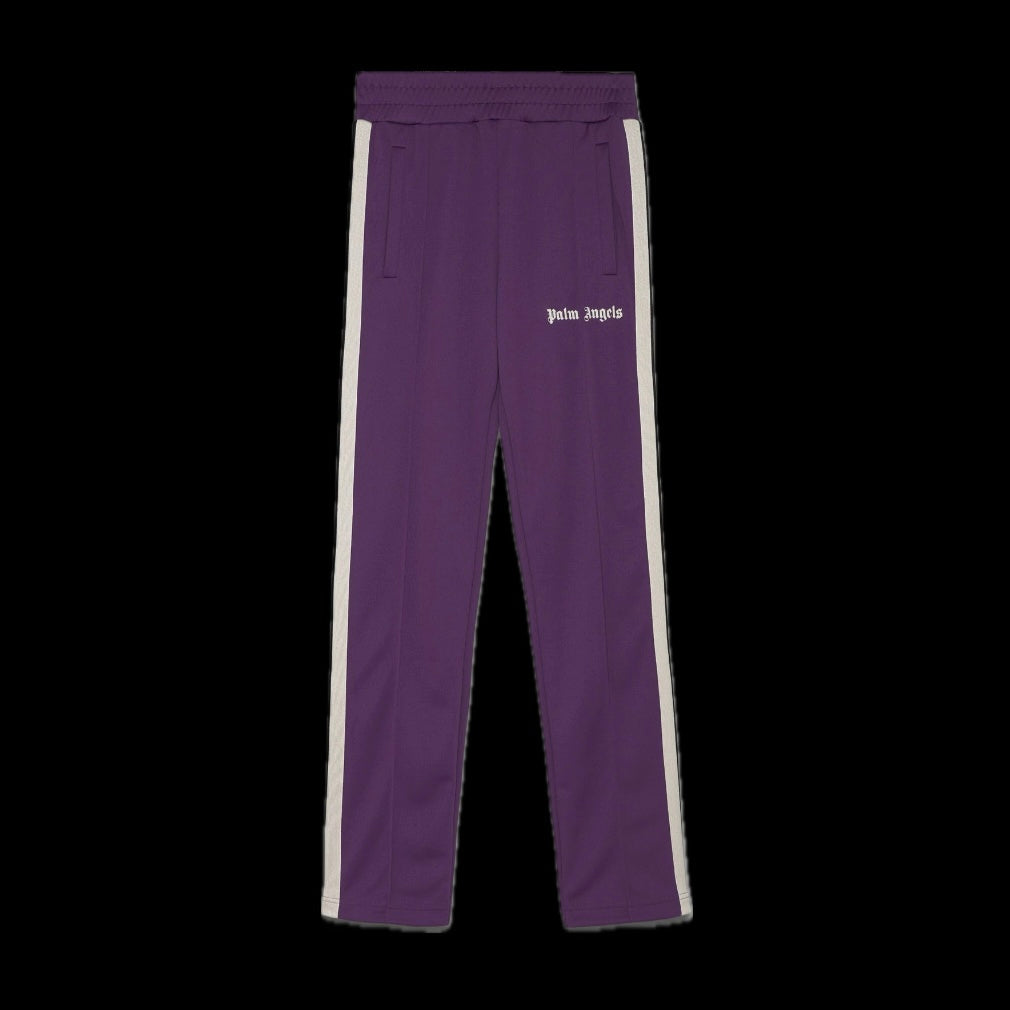 PALM ANGELS COLLEGE TRACK PANTS PURPLE WHITE (PRE-OWNED)