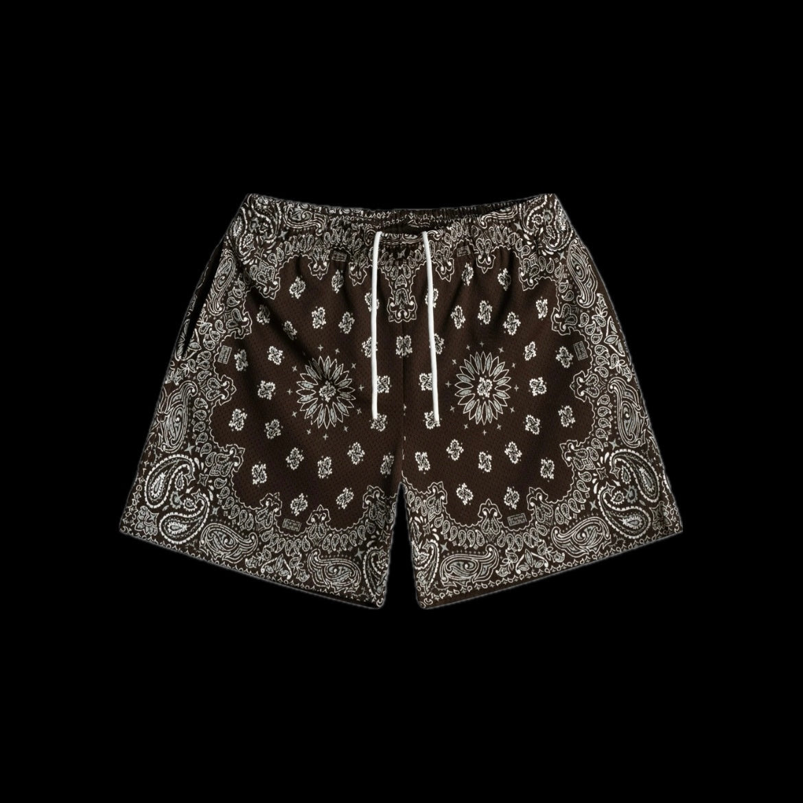 BRAVEST STUDIOS SCREENPRINTED TWO TONE PAISLEY BROWN SHORTS