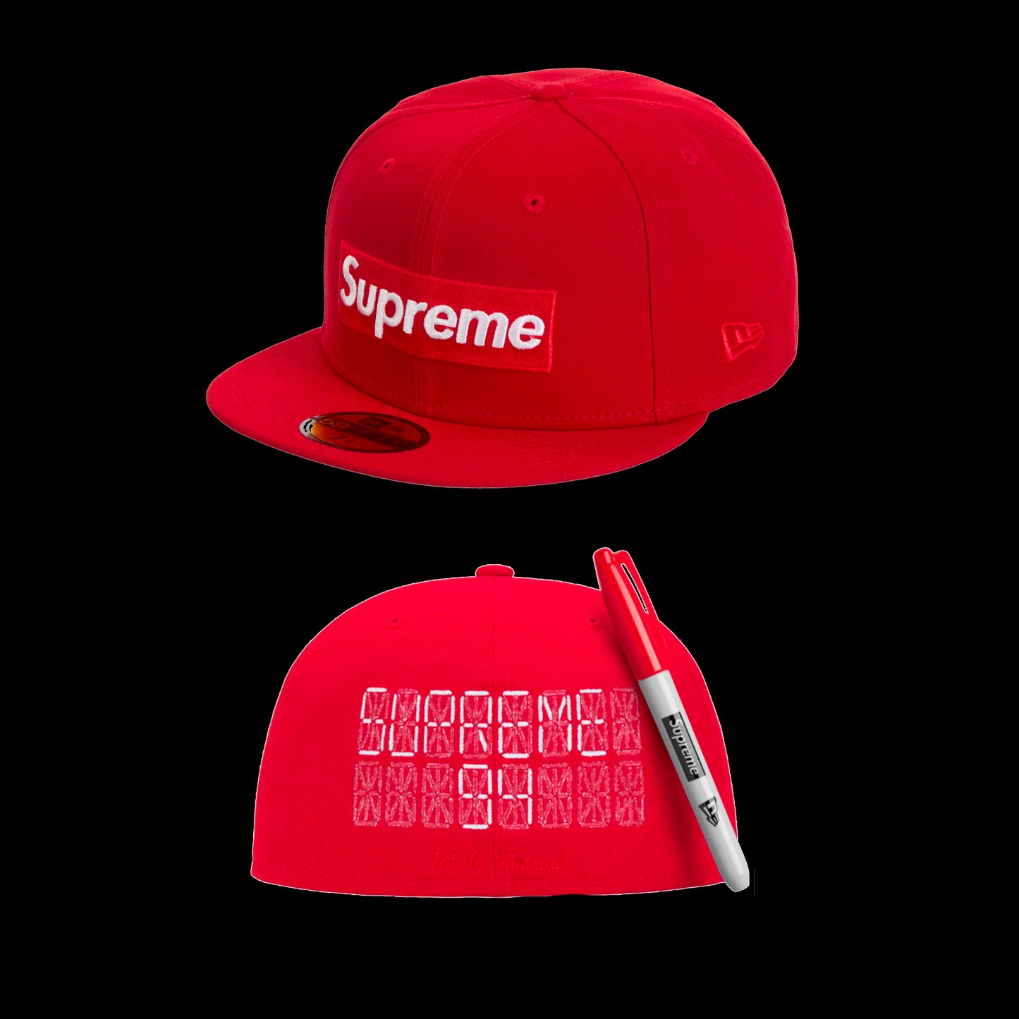 SUPREME SHARPIE BOX LOGO NEW ERA FITTED CAP RED