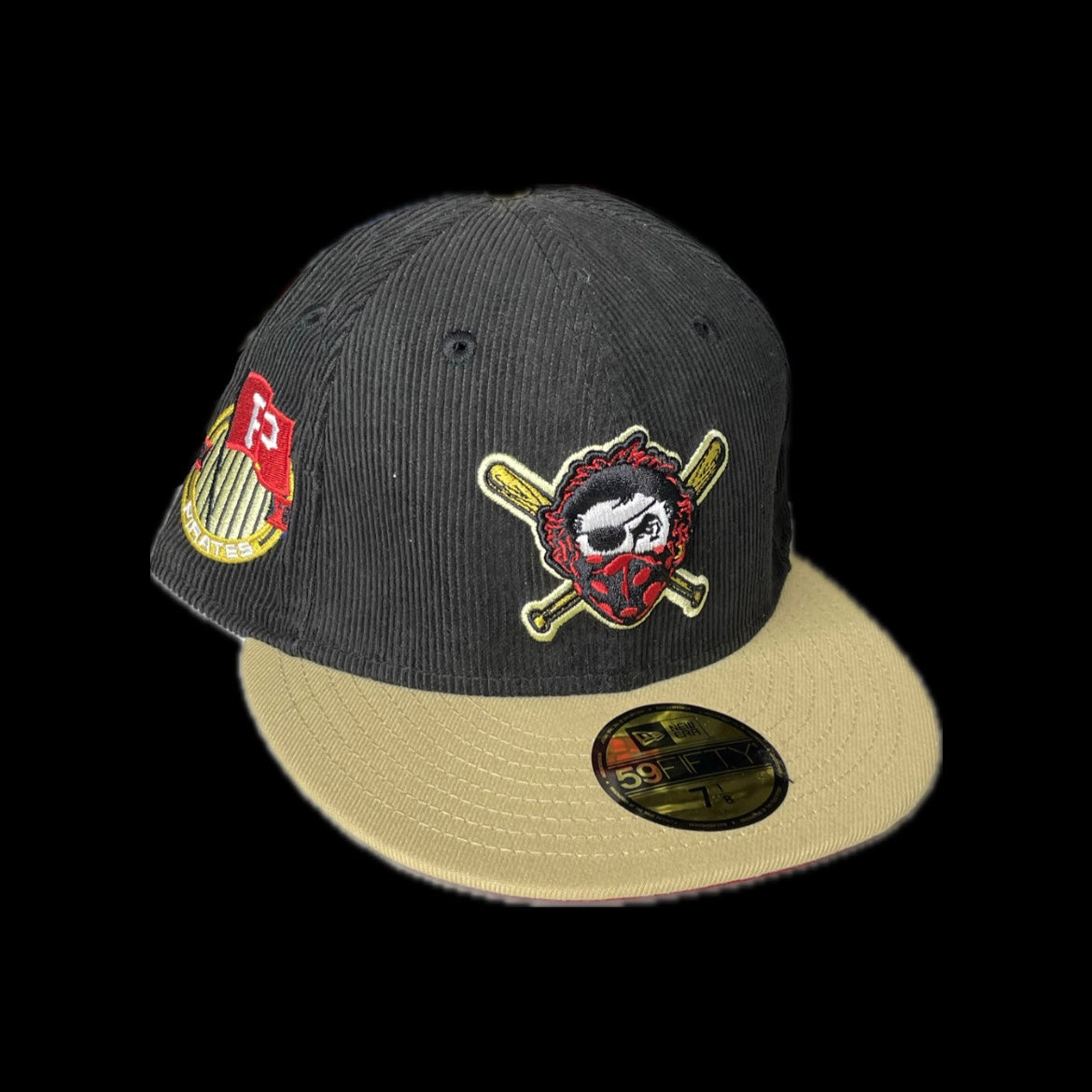 PITTSBURGH PIRATES CORDUROY EST 87 FITTED HAT SAND/GREEN/RED UV