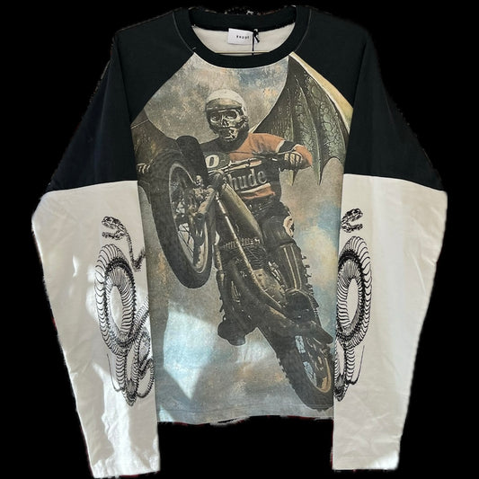 RHUDE SKELETON LEAP OF FAITH L/S BLACK/MULTICOLOR