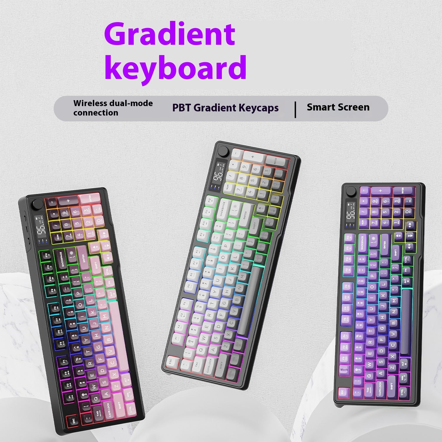 Wireless Bluetooth Dual-mode Keyboard Gradient Belt Display Computer