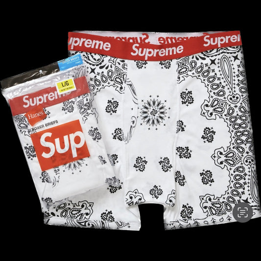 SUPREME HANES BANDANA BOXER BRIEFS (2PK) (WHITE)