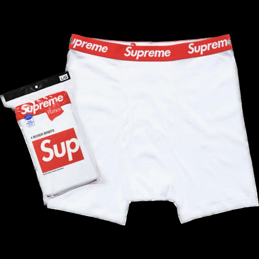 SUPREME HANES BOXER BRIEFS (4PK) (WHITE)