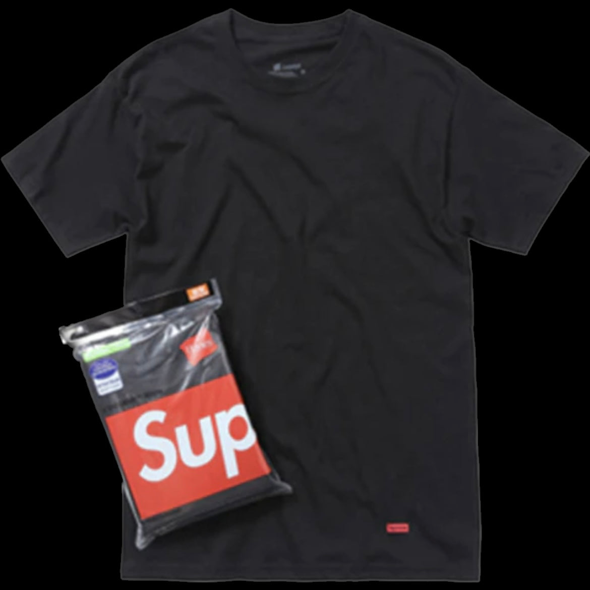 SUPREME HANES TAGLESS TEES (3PK) (BLACK)